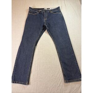 Volcom Vorta Jeans Mens Sz 38x30 Blue Slim Straight Stretch Mid Rise Guys Skate